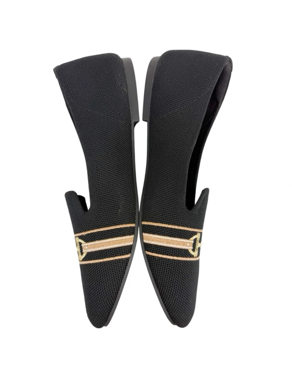 Vivaia Round Toe Embroidered Loafers Audrey Black Horsebit Size 39/ US 8